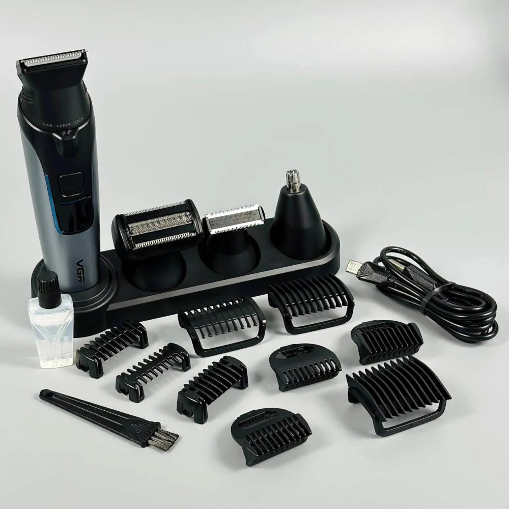 VGR V-634 Set Profesional 4-në-1 për Trup, Flokë, Hundë/Veshë dhe Rruajtje, me 9 Krehëra Udhëzues – Makinë Qethjeje, pamja 2