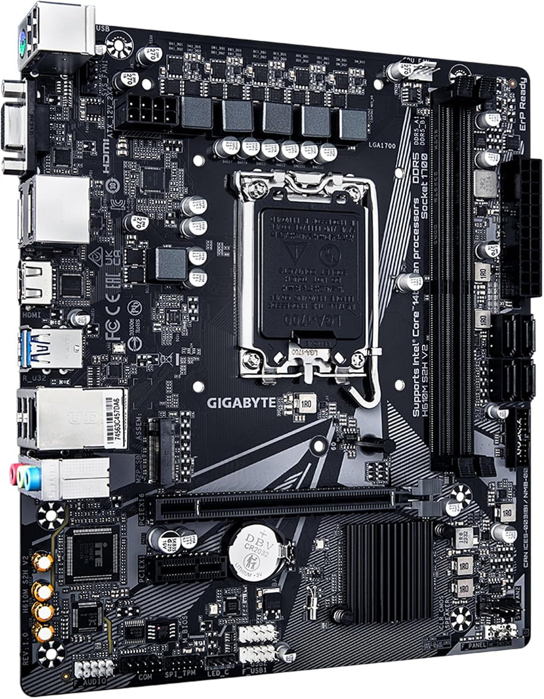 Gigabyte H610M H V2 Ddr5 Motherboard, Lga 1700, Micro-ATX, Intel Core 14/13/12 Gen – Komponentë PC, pamja 3