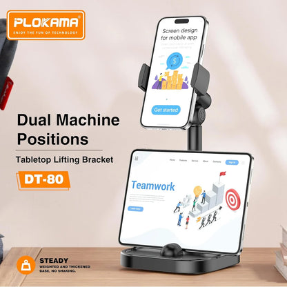 Plokama DT-80 Mbajtëse Tavoline për Telefon dhe Tablet, Rrotullim 360°, Lartësi 22–33 cm