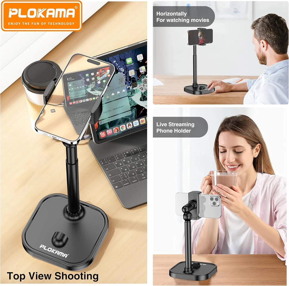 Plokama DT-80 Mbajtëse Tavoline për Telefon dhe Tablet, Rrotullim 360°, Lartësi 22–33 cm