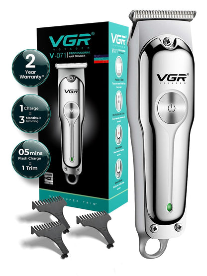 VGR V-071 Makinë e vogël (trimmer) me teh T inox, motor 6500 RPM, bateri 600 mAh dhe 120 minuta punë
