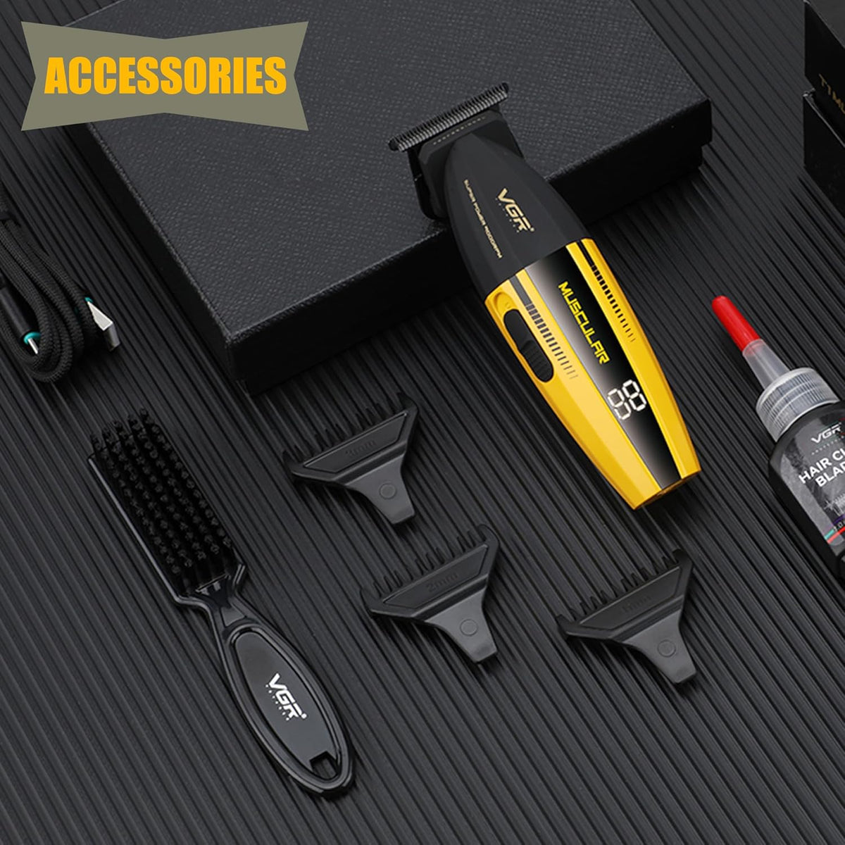 VGR V-285T Professional Makine e Vogel me Teh T, 9000 RPM, Bateri 2000mAh dhe 3 Krehëra Udhëzues – Makinë Qethjeje, pamja 6