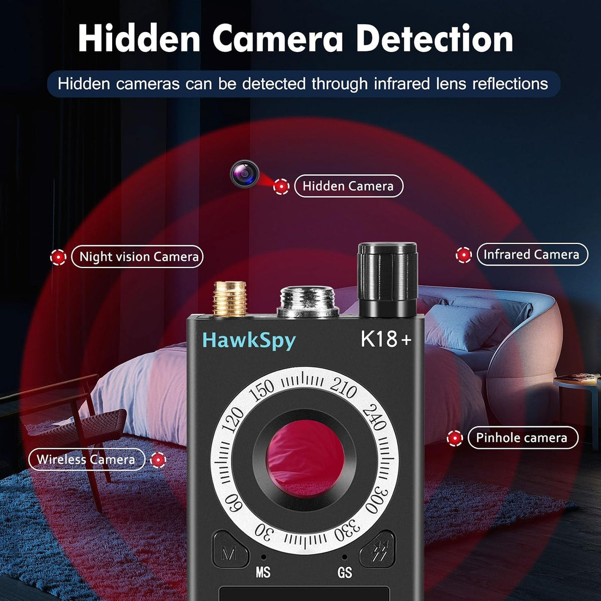 K18 Detektor Anti-Spy për GPS, Kamera të Fshehura dhe Sinjale RF