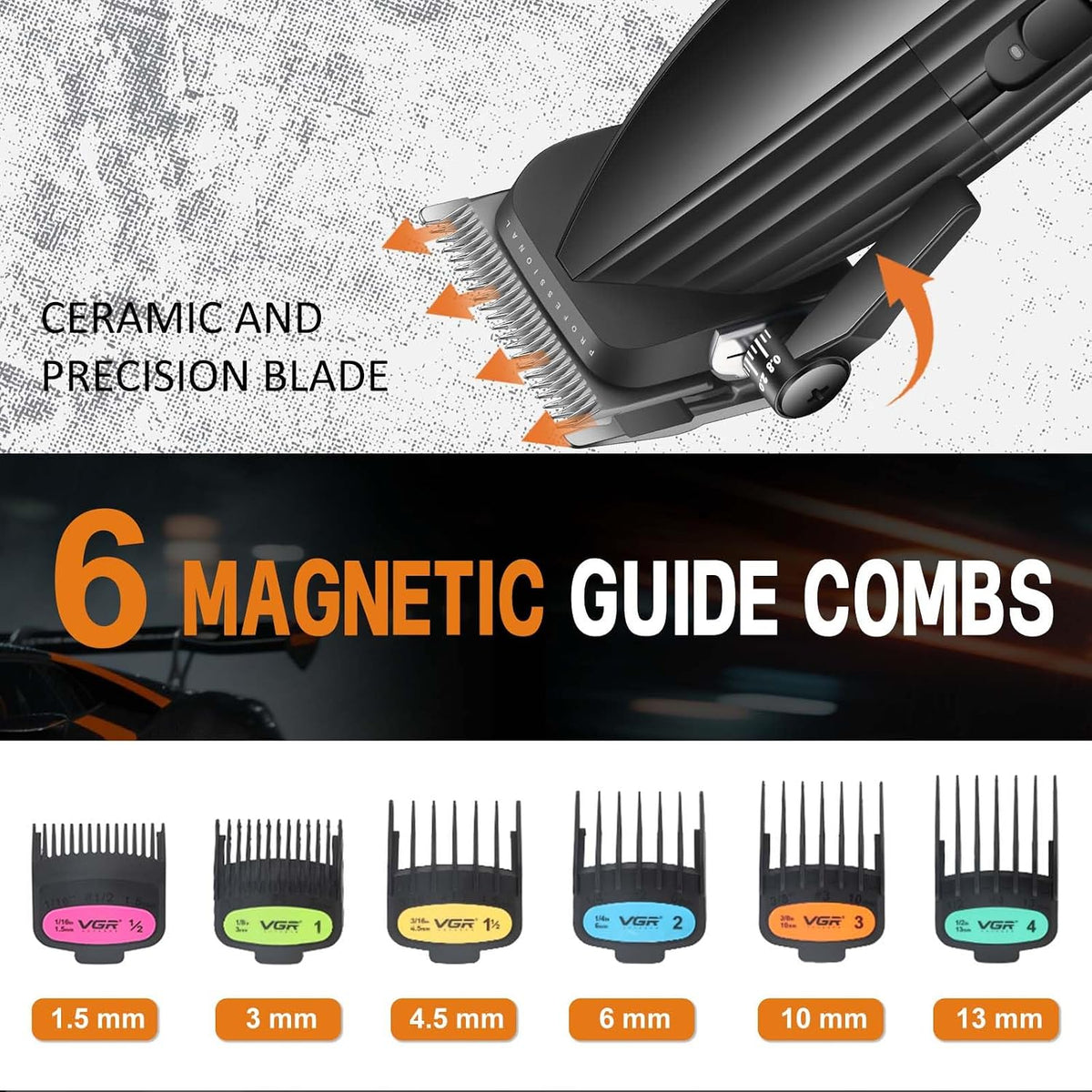 VGR V-889C Makinë e madhe profesionale me teh qeramik MIM, motor 9000 RPM, bateri 2500 mAh dhe 250 – Makinë Qethjeje, pamja 6