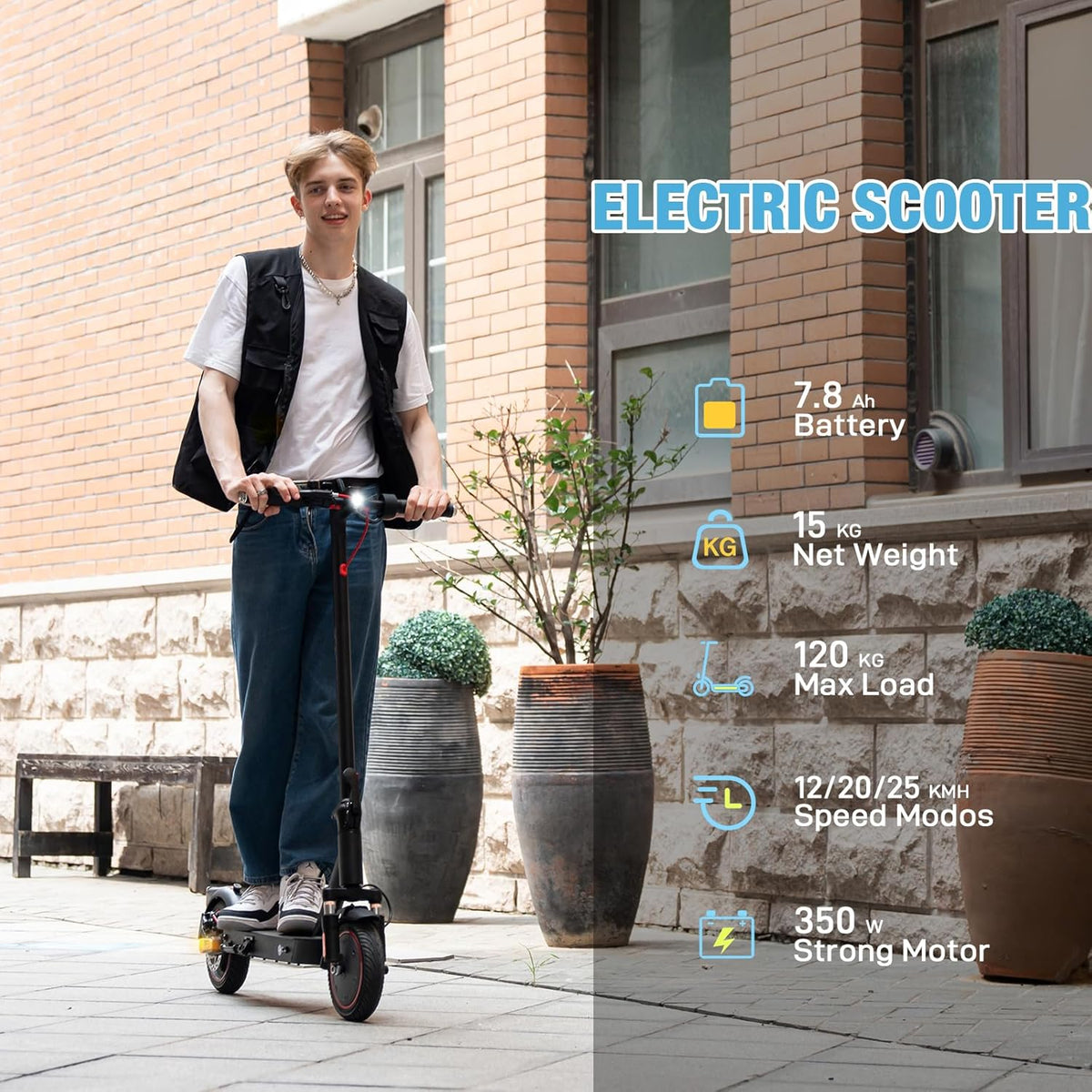 Skuter Elektrik për të Rritur, 350W Motor, 36V 7.8Ah Bateri, 8.5" Rrota Solide, App Control – Trotinet Elektrik, pamja 2