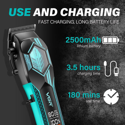 VGR V-119 Makinë e madhe profesionale me teh qeramik DLC, motor BLDC 8000 RPM, bateri 2500 mAh dhe 180 minuta punë