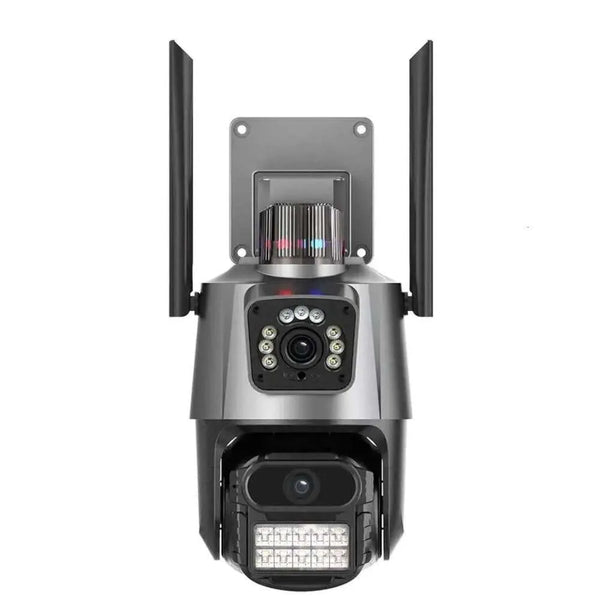 Kamerë Sigurie e Jashtme Outdoor WiFi 4K 8MP HD PTZ Camera Dual Screen iCSee