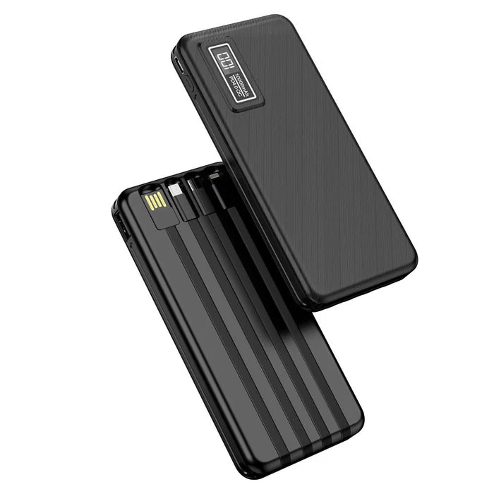 Aspor A300 Power Bank 10000mAh me 4 Kabllo të Integruara, Ekran LED dhe Karikim të Shpejtë