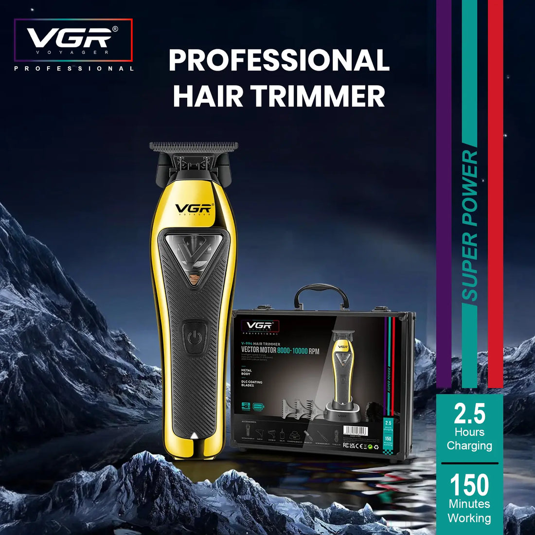 Makina Flokësh VGR V-994 – Profesionale me Performancë të Lartë – Makinë Qethjeje, pamja 3
