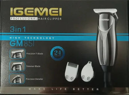 Gemei GM-851 Makine e madhe me kabllo, 7 krehëra dhe prerje 0.8 mm
