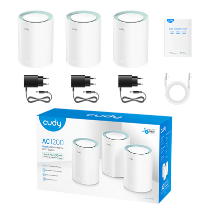 Cudy M1300(3-pack) AC1200 Gigabit Dual-Band Whole Home Mesh Wi-Fi 5 System