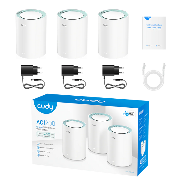 Cudy M1300(3-pack) AC1200 Gigabit Dual-Band Whole Home Mesh Wi-Fi 5 System