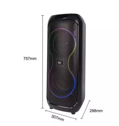 Sing-e ZQS8255 50W HiFi Party Speaker me Bluetooth, 2x8” Bass, Mikrofon Wireless, Remote dhe LED RGB