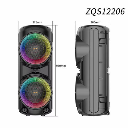 Sing-e ZQS12206 Multi-Media Speaker me 2x12” Woofer, 60W, DSP, Mikrofon Wireless, Telekomandë dhe Bateri 6000mAh