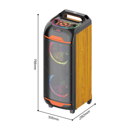 SING-E ZQS8248 Zmadhues Zëri Bluetooth Karaoke me Dy Mikrofona Wireless, Dy Altoparlantë 8 Inç, Trolley dhe Drita RGB LED