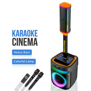 WGY-SZ8809 Altoparlant Bluetooth Portativ 60W, 2x8", Karaoke, 2 Mikrofona Wireless, RGB LED dhe TWS