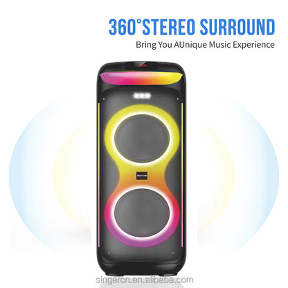 Singer Electronics WGY-S101 Altoparlant Bluetooth Portativ Outdoor Karaoke, 10x2", me 2 Mikrofona Wireless