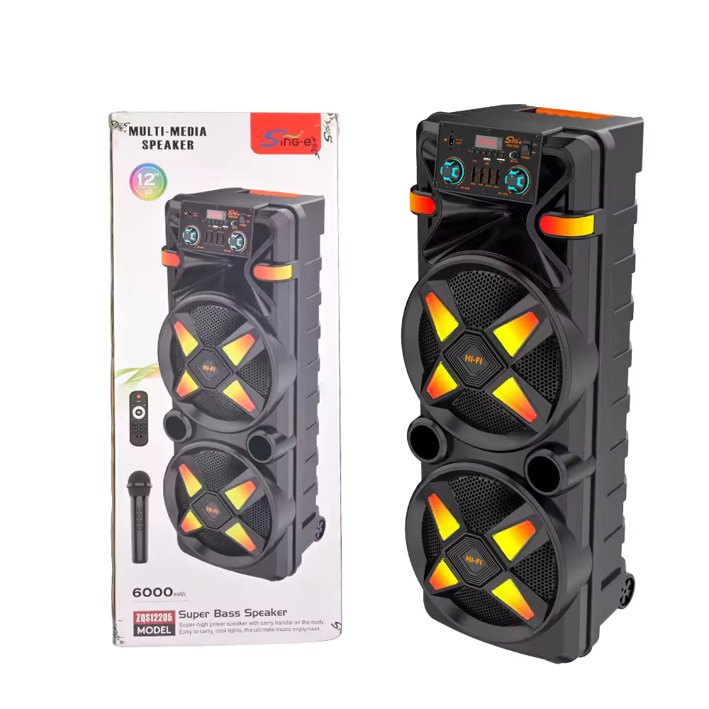 ZQS 12205 Portable Wireless Party Speaker 100W – Zmadhues Zëri Bluetooth