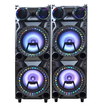 QFX SBX-608 Zmadhues Zëri Profesional  me Bluetooth, Katër Altoparlantë 12 Inç, USB/SD, FM, 2 Hyrje Mikrofoni dhe Drita RGB LED