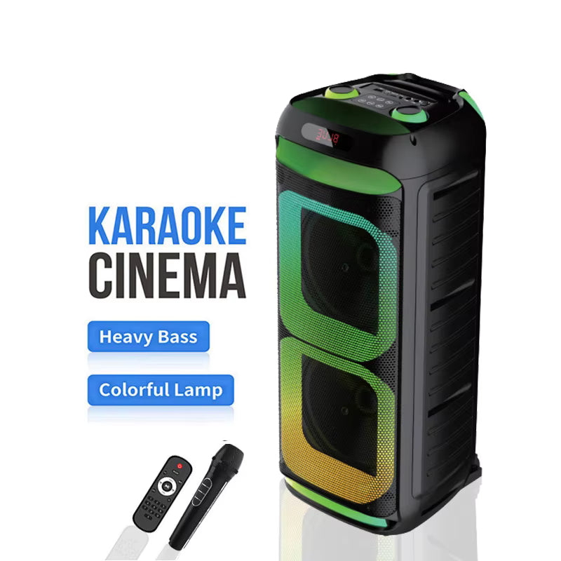 ABS-8203 Popular Dual Microphone Bluetooth Speaker me Drita LED Shumëngjyrëshe 2x40W – Zmadhues Zëri Bluetooth