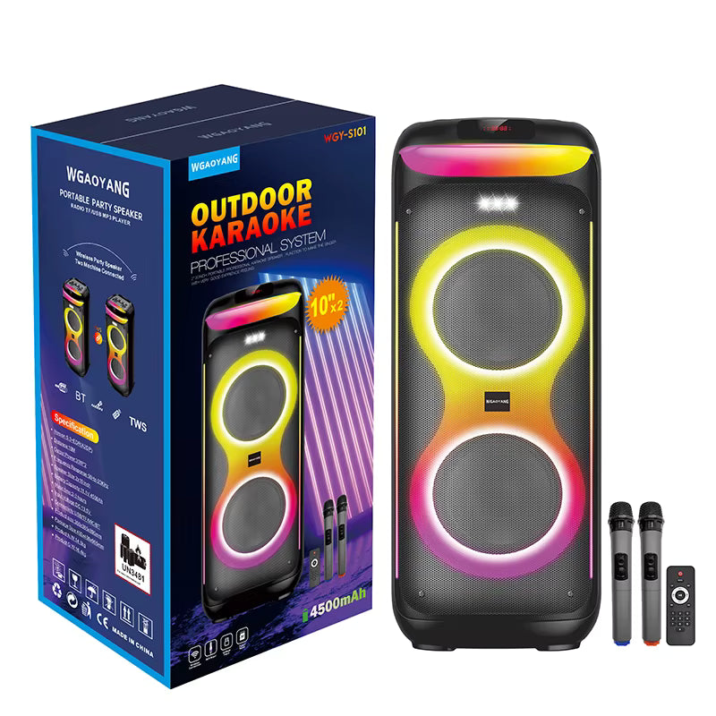 Singer Electronics WGY-S101 Altoparlant Bluetooth Portativ Outdoor Karaoke, 10x2", me 2 Mikrofona Wireless