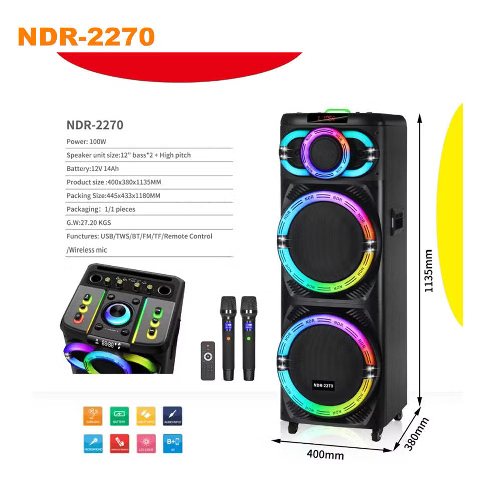 NDR-2270 Bluetooth Karaoke Speaker – Zmadhues Zëri Bluetooth, pamja 2