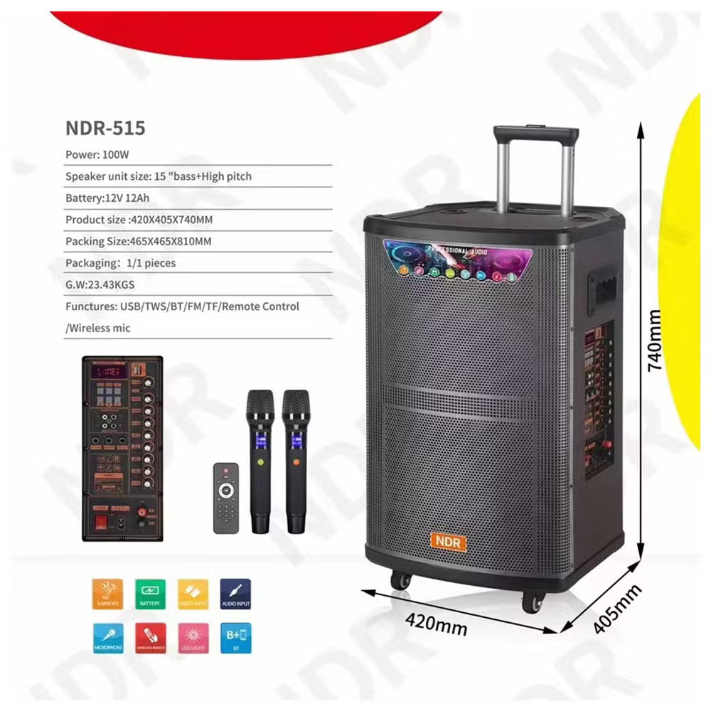 NDR-515 Portable Outdoor Karaoke Speaker – Zmadhues Zëri Bluetooth, pamja 3