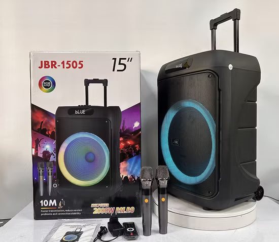 JBR-1505 15-inch Party Bluetooth Speaker with LED Lighting Effects – Zmadhues Zëri Bluetooth, pamja 2