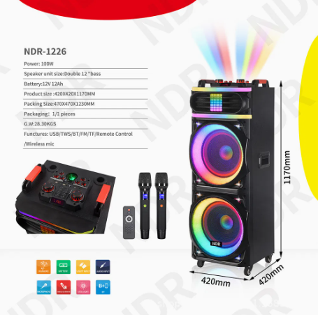 NDR-1226 Portable Bluetooth Speaker – Zmadhues Zëri Bluetooth, pamja 3