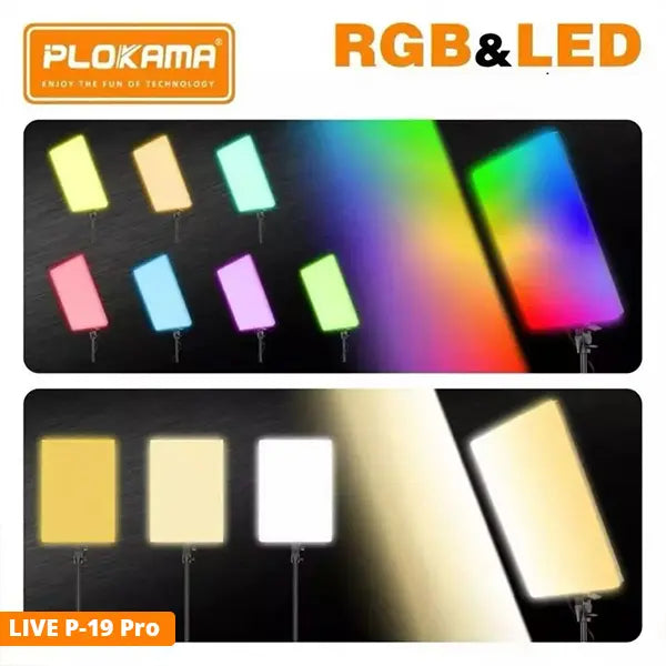 Panel Ndriçimi LED RGB Plokama Live P19 Pro 19 Inç për Foto, Video dhe Live Streaming