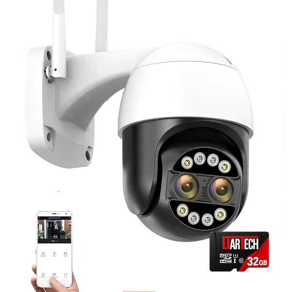 Q8S-4MP Kamerë Sigurie WiFi PTZ 4MP me Dy Lente 2.8mm + 12mm, Zoom Dixhital 8X, AI, Natë IR, Audio 2-Kahëshe, IP66, iCSee/XMeye
