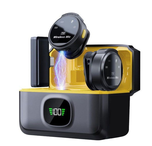 Treqa MIC-3 Wireless Mini Microphone me Noise Cancellation, Set me 2 Mikrofona Lavalier pa Tela për Type-C dhe Lightning