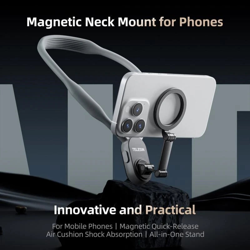 TELESIN MNM-001 Mbajtëse Magnetike për Qafë për Telefon me Rrotullim Horizontal/Vertikal dhe Dizajn Hands-Free