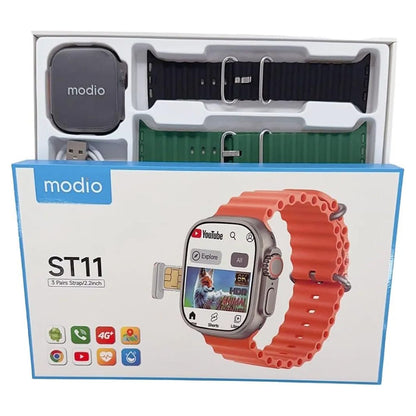 Modio ST11 Smartwatch with 3 Pairs Strap - 2.2 Inch Gold