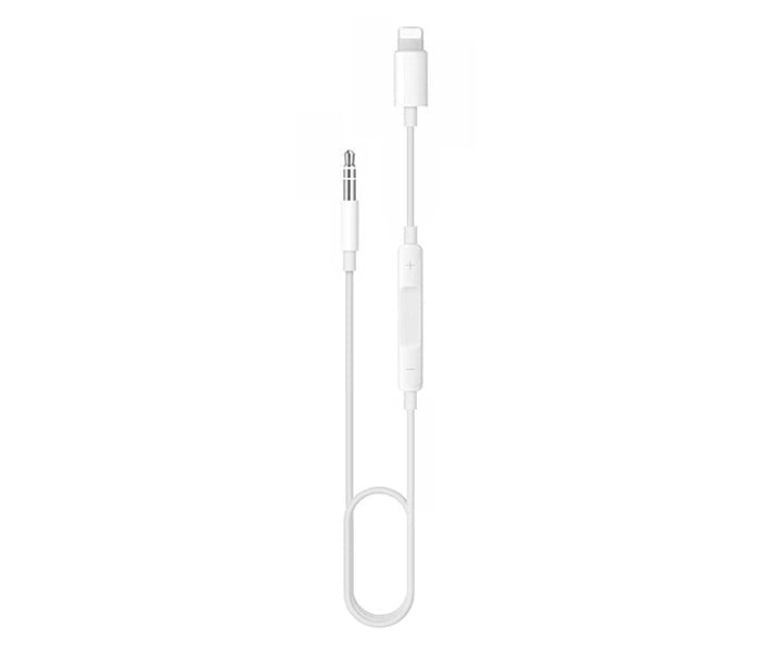 Kabell Audio MH021 Lightning në 3.5mm AUX 1 Metër me Kontroll – White – Adapter