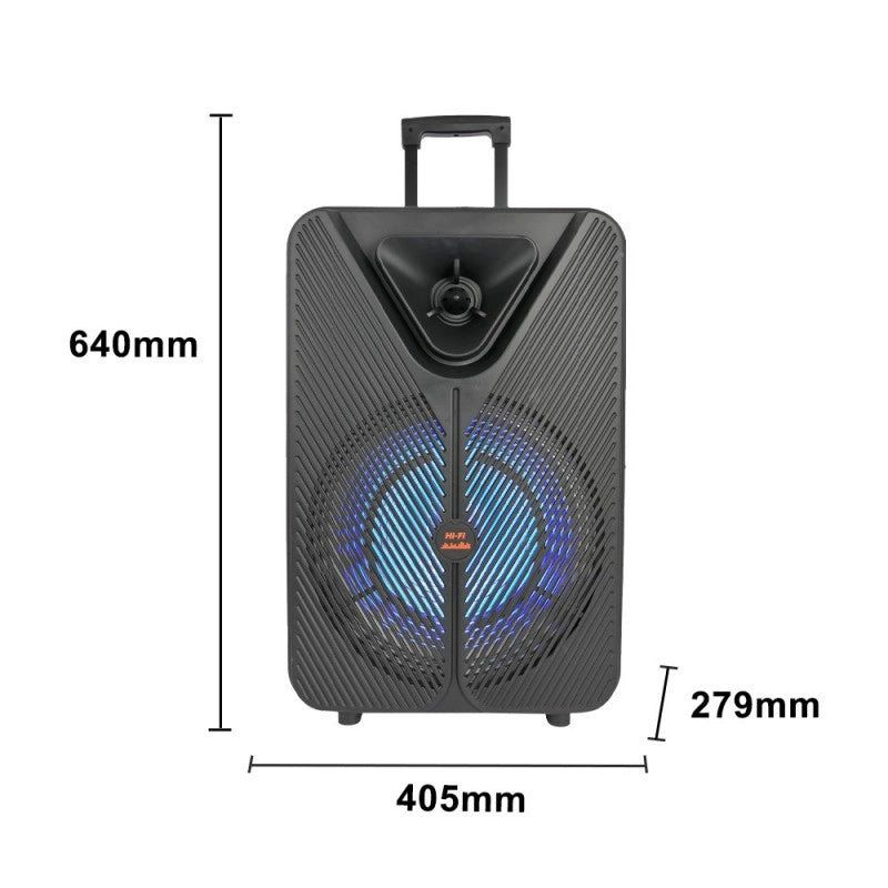 ZQS15123 Zmadhues Zëri Bluetooth Portativ 15 Inç me TWS, Drita shumëngjyrëshe, Ekran LED dhe Radio FM