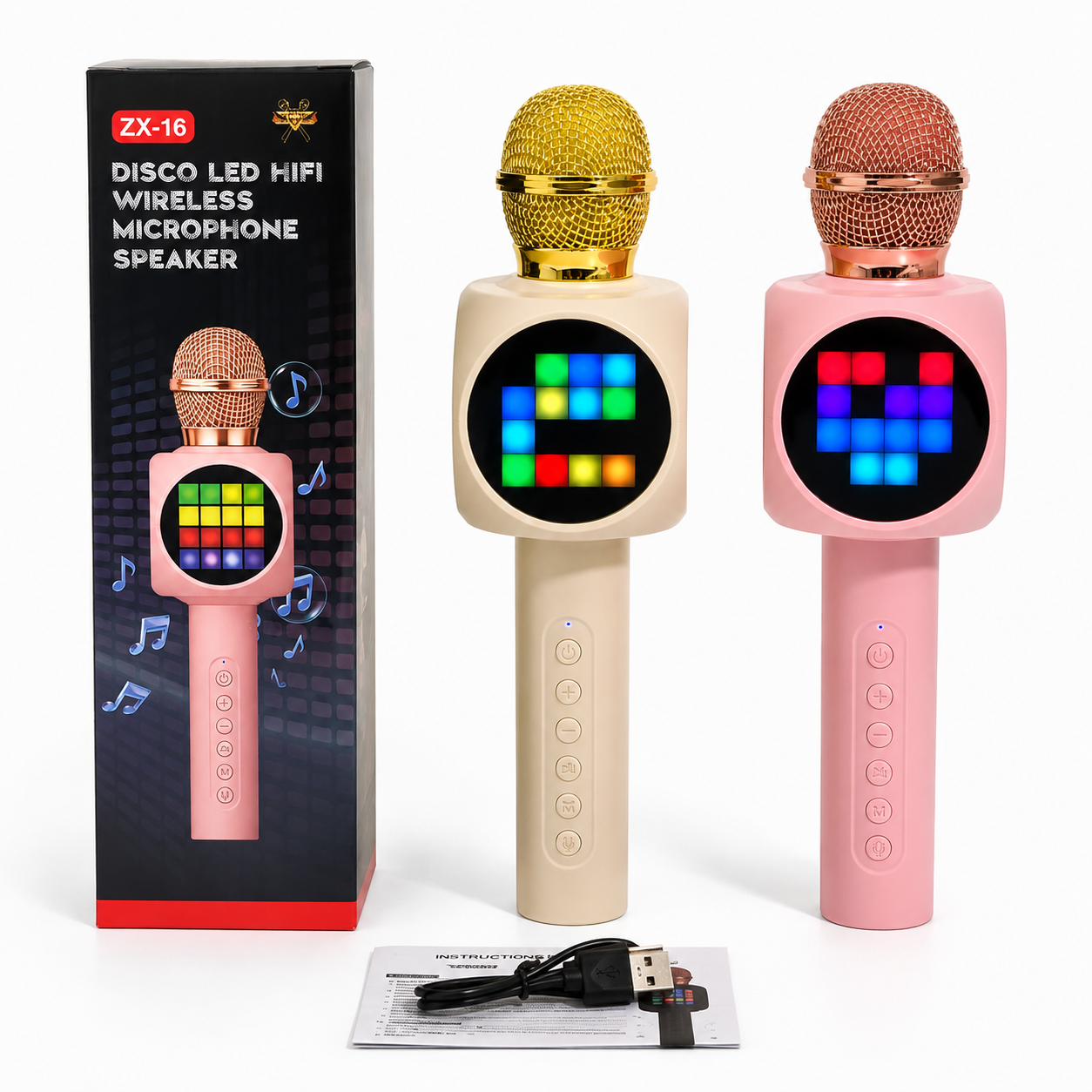 ZX-16 Mikrofon Wireless Karaoke me Altoparlant Bluetooth, Disco LED dhe Ekran Ndriçue