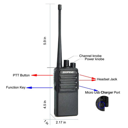 Baofeng C5 Set 2 Copë Radiolidhje UHF 400-480MHz 16 Kanale me Bateri të Rikarikueshme