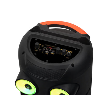 JBR-8809 Zmadhues Zëri Bluetooth 20W me Dy Wooferë 8”, Mikrofon Pa Tela dhe Drita LED