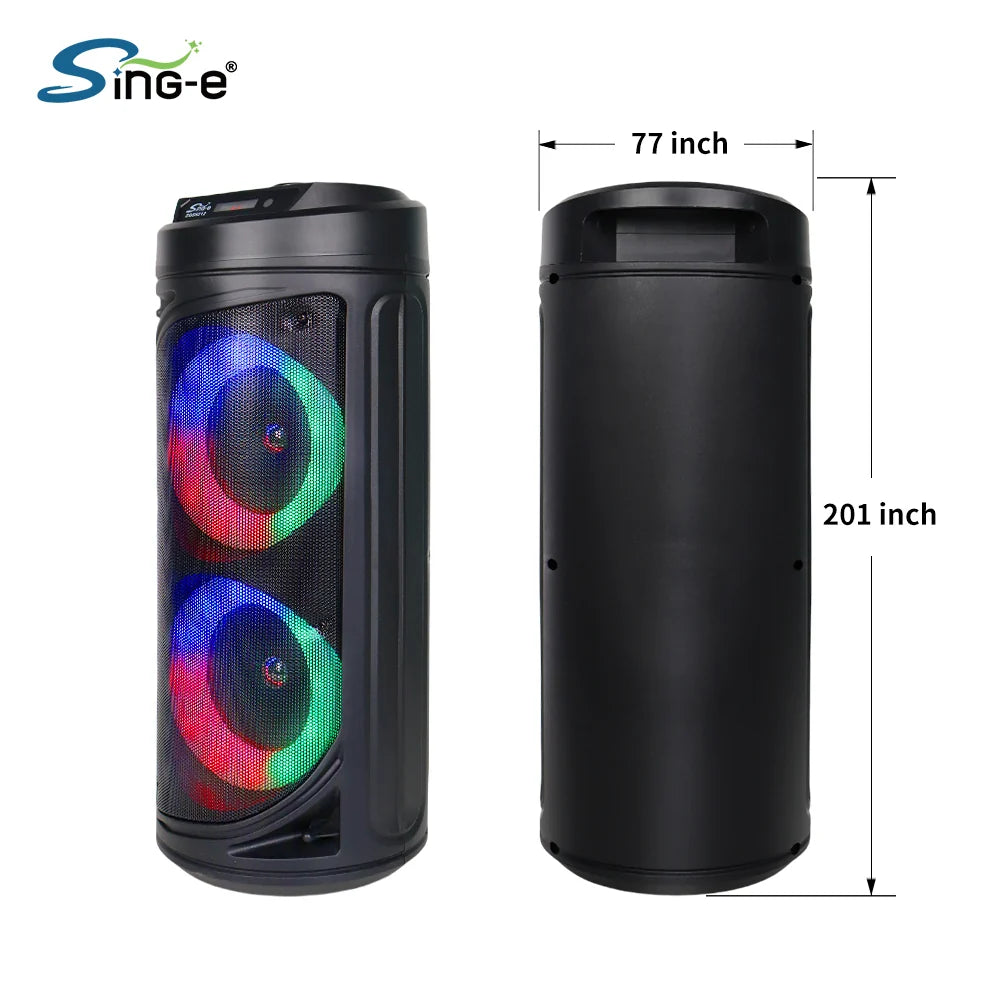Sing-e ZQS6212 Zmadhues Zëri Portativ Bluetooth 5.0 me Dy Altoparlantë 6.5", RGB dhe Karaoke