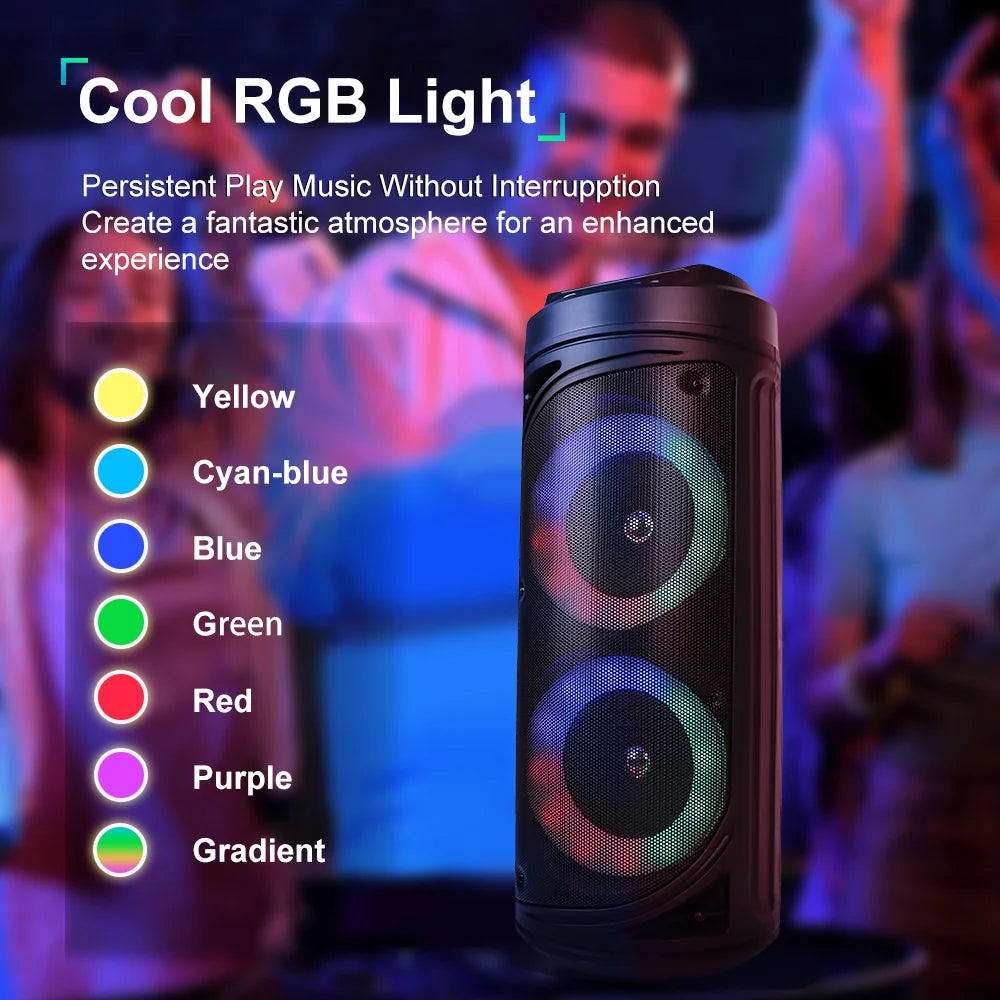 Sing-e ZQS6212 Zmadhues Zëri Portativ Bluetooth 5.0 me Dy Altoparlantë 6.5", RGB dhe Karaoke