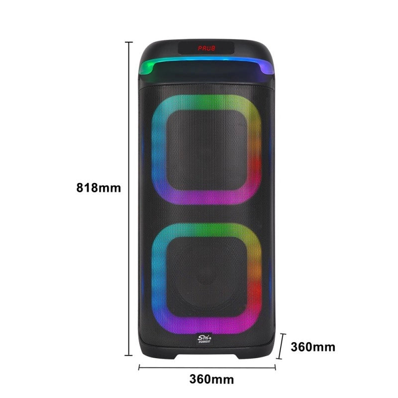 SING-E ZQS8257 Zmadhues Zëri Bluetooth Karaoke me Dy Mikrofona, TWS, Drita shumëngjyrëshe dhe Tingull Stereo