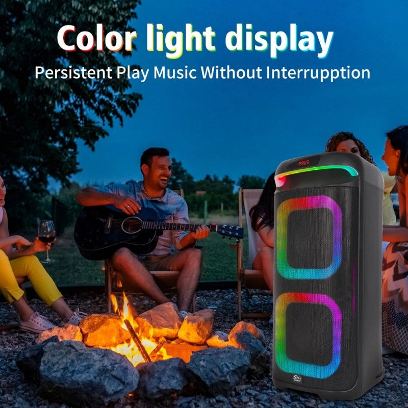 SING-E ZQS8257 Zmadhues Zëri Bluetooth Karaoke me Dy Mikrofona, TWS, Drita shumëngjyrëshe dhe Tingull Stereo