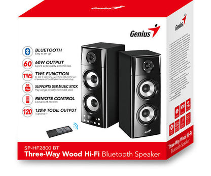 Genius SP-HF2800BT Bluetooth Zërues 60W me Bluetooth 5.0 dhe Multiple Input, Ngjyrë e Zezë me Garancion 12 Muaj