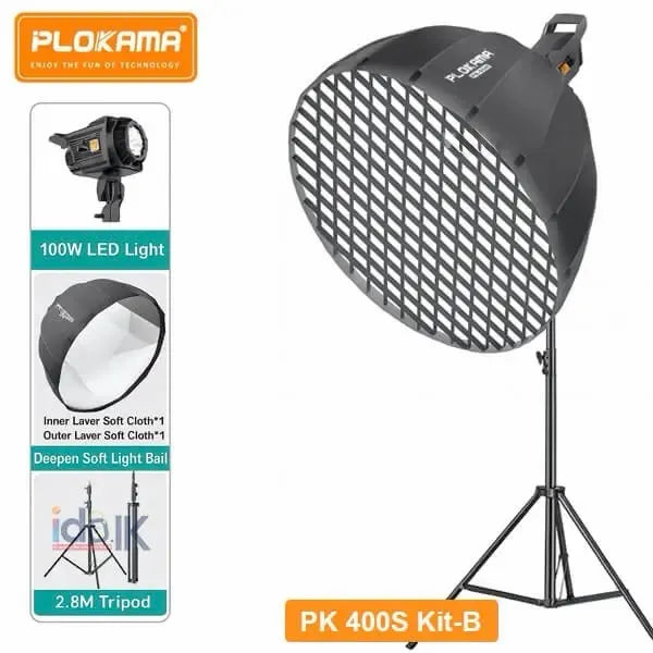 Plokama PK-400S Kit B Ndriçues Profesional LED me Softbox 65cm dhe Tripod për Foto dhe Video – Tripod / Stabilizues