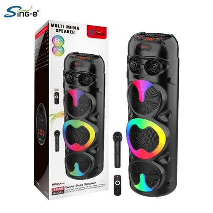 Sing-e ZQS8309 Zmadhues Zëri Portativ me 3 Altoparlantë 8″, Bluetooth dhe RGB