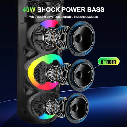 Sing-e ZQS8309 Zmadhues Zëri Portativ me 3 Altoparlantë 8″, Bluetooth dhe RGB
