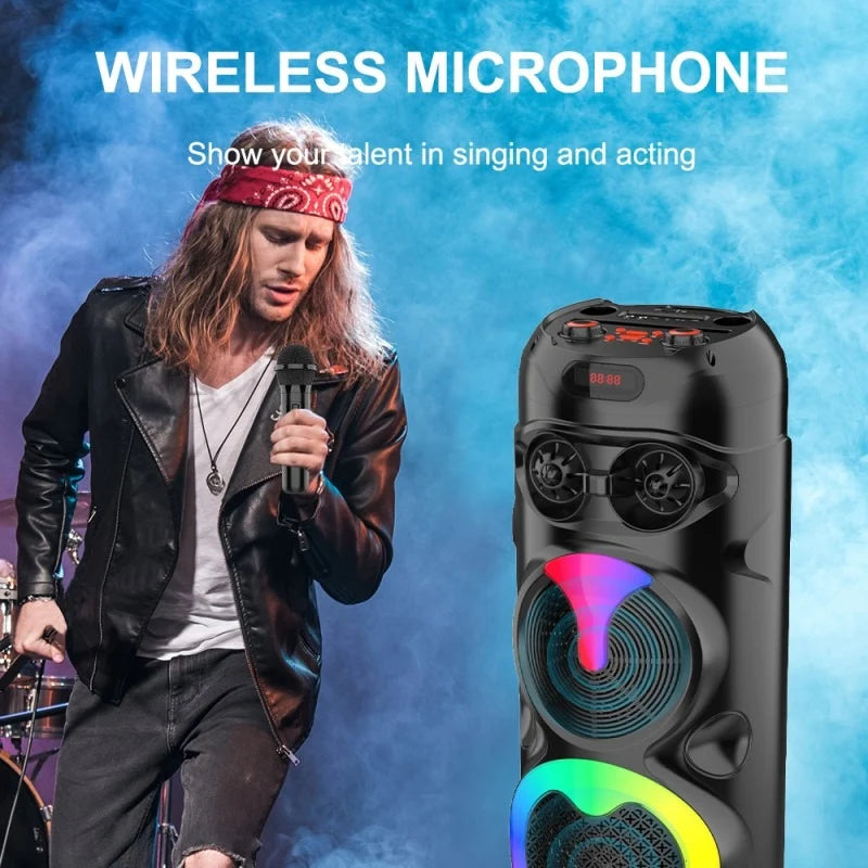 Sing-e ZQS8309 Zmadhues Zëri Portativ me 3 Altoparlantë 8″, Bluetooth dhe RGB