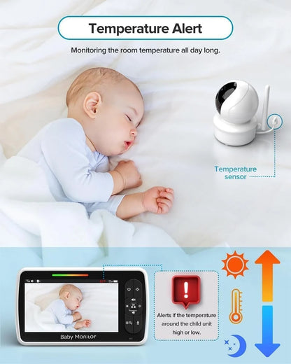 Baby Monitor SM530A 5” HD 720P me Kamerë PTZ, Night Vision, Two-Way Audio, VOX dhe Bateri 4000mAh