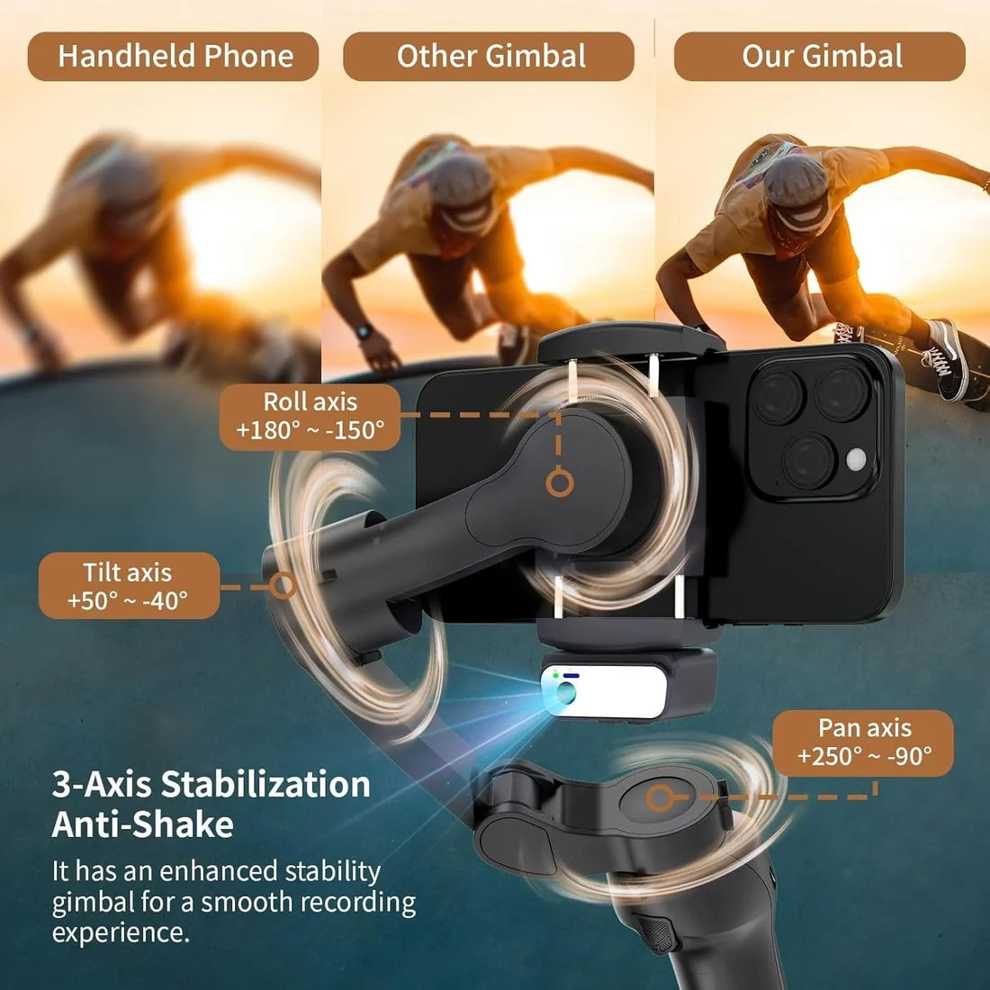VEN-DENS VD-SS11 Stabilizues Gimbal 3-Boshtor për Telefon me AI Tracking dhe Kontroll me Gjeste